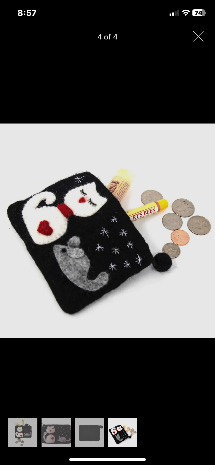 Cat & Mouse Felt Coin Purse