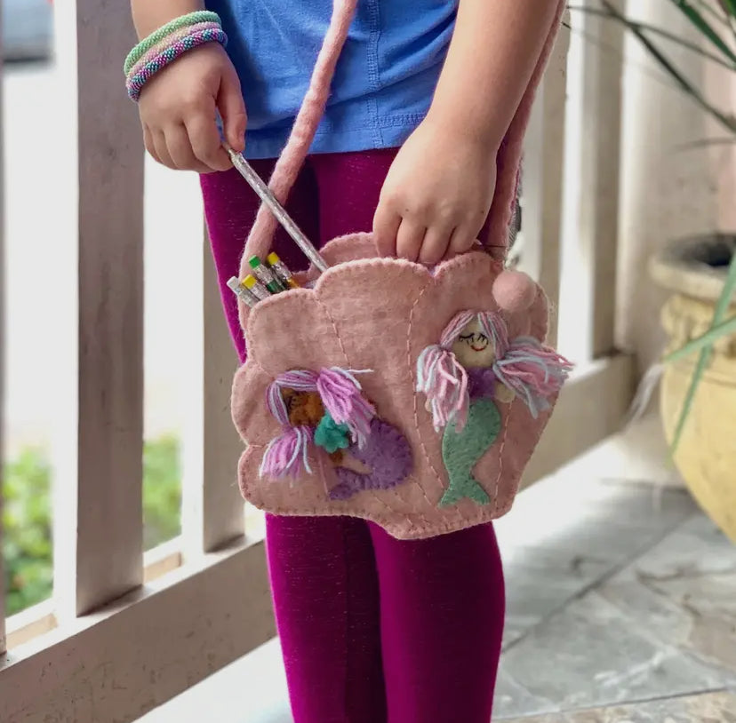KIDS' MERMAID FELT CROSSBODY BAG