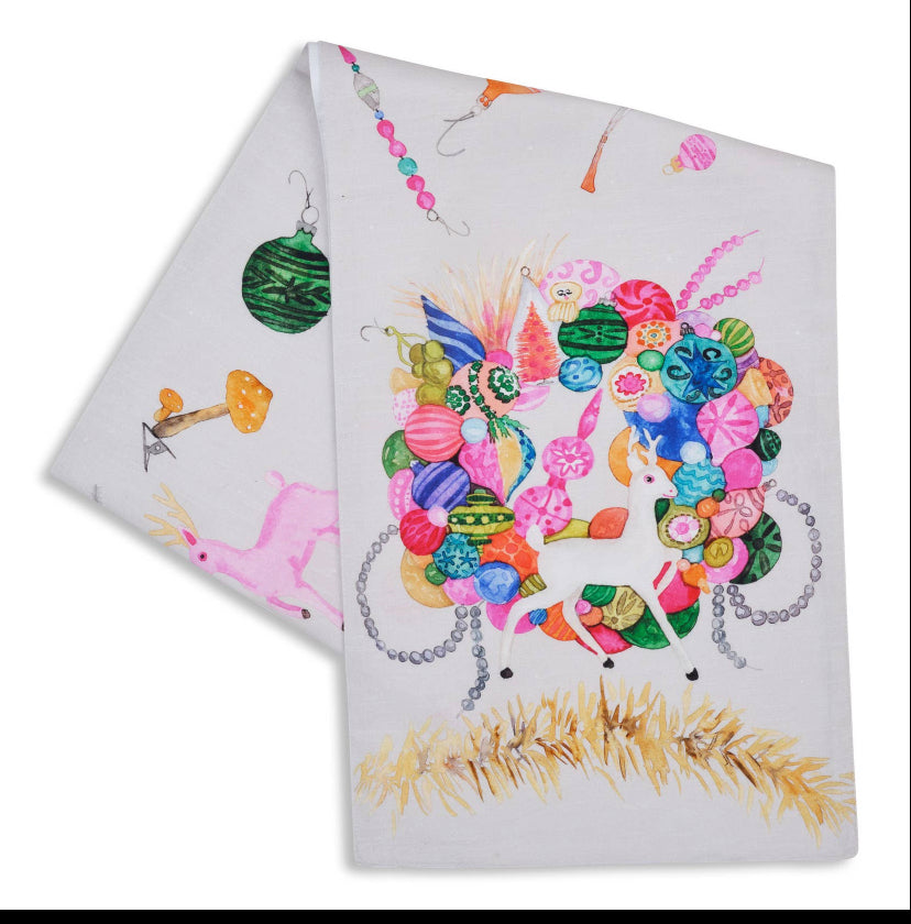 Tea Towel- Retro Wreath