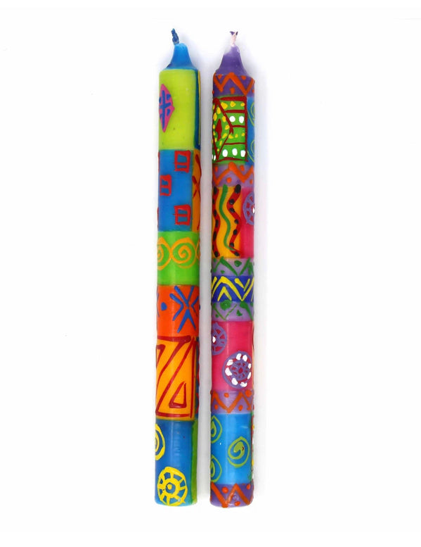 HAND-PAINTED DINNER CANDLES, PAIR (SHAHIDA DESIGN)