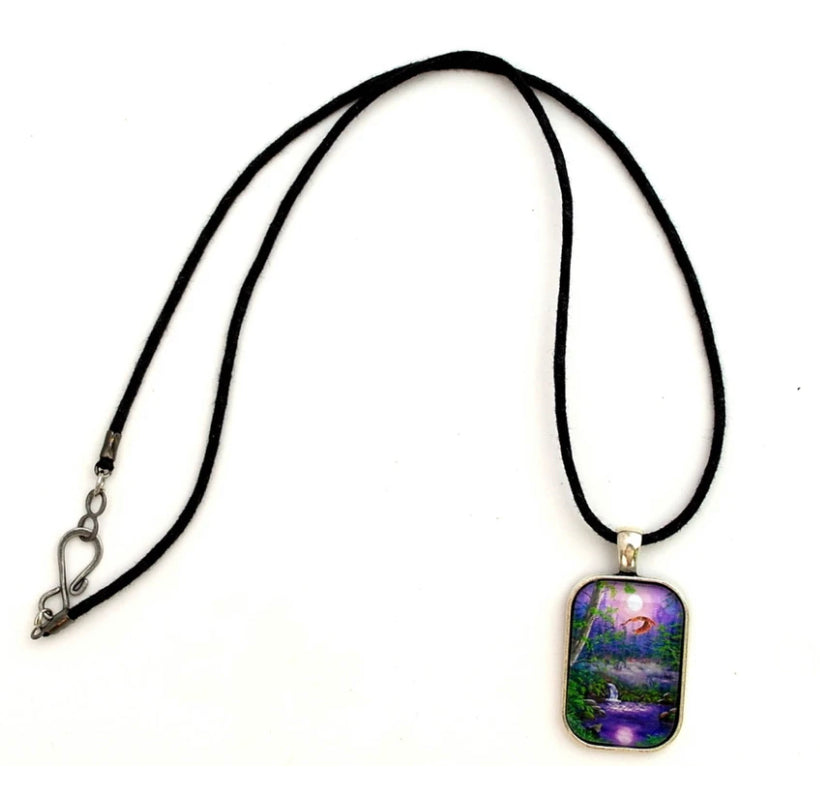 Luna's Flight Handmade Rectangle Pendant