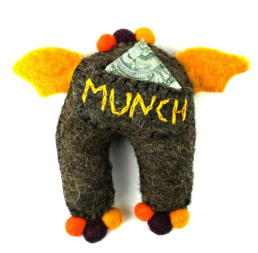 Brown Monster Tooth Fairy Pillow