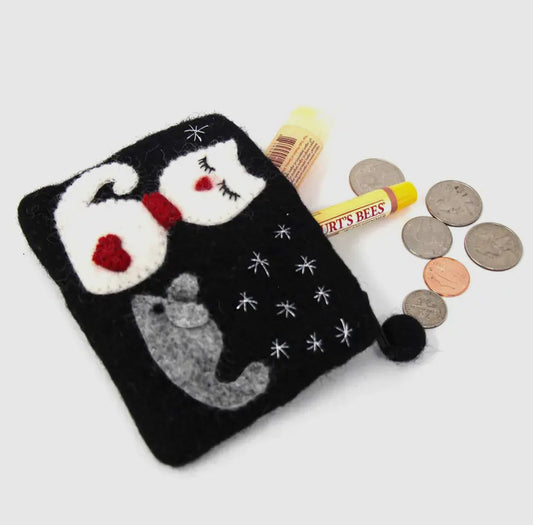 Cat & Mouse Felt Coin Purse