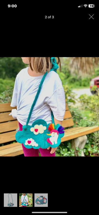 KIDS' UNICORN FELT CROSSBODY BAG