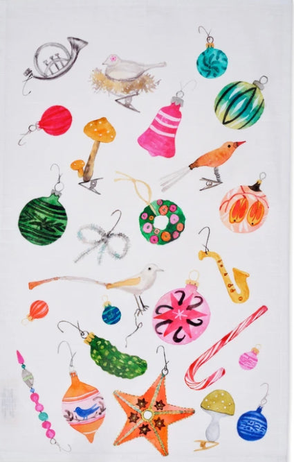 Tea Towel- Vintage Ornaments