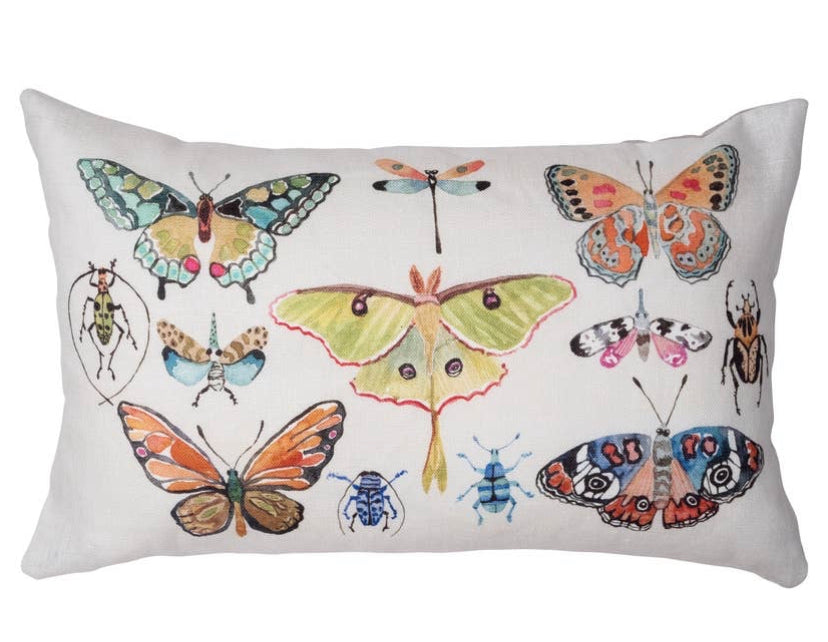 Pillow- Insects with Pink Velvet Backing