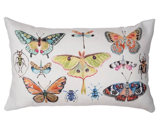 Pillow- Insects with Pink Velvet Backing