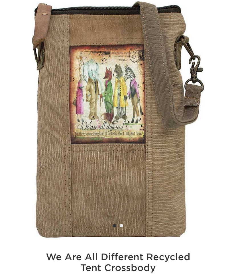 WE ARE ALL DIFFERENT RECYCLED TENT CROSSBODY