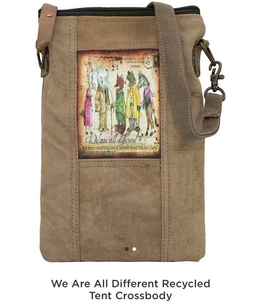WE ARE ALL DIFFERENT RECYCLED TENT CROSSBODY