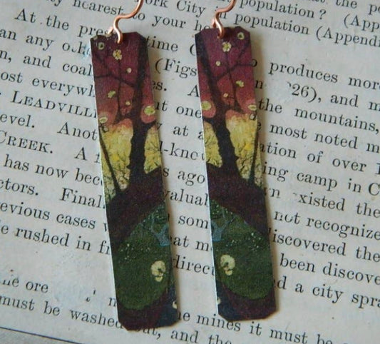 VAN GOGH EARRINGS HIROSAGE PLUM TREES PAINTED BY VAN GOGH