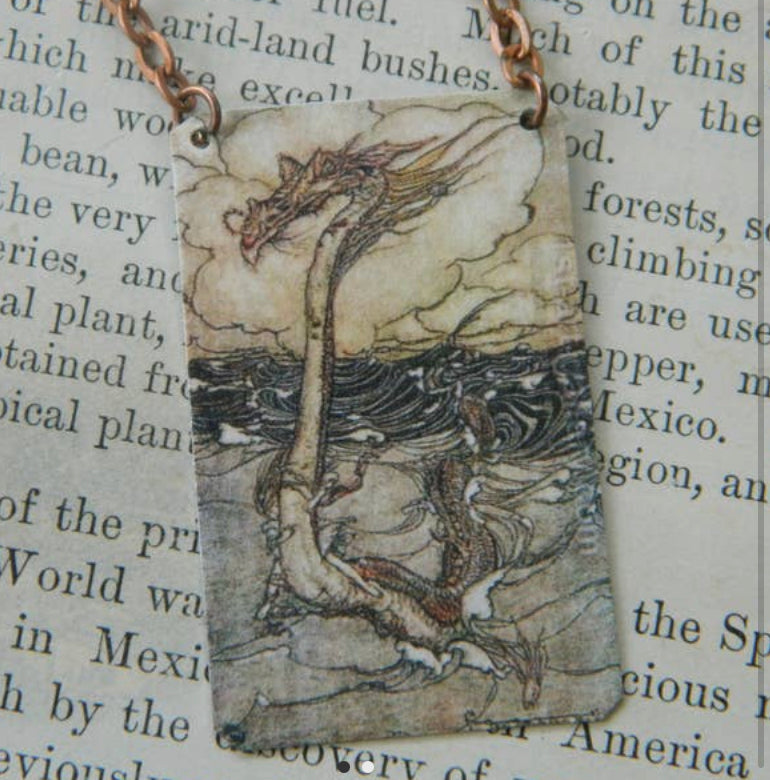 NECKLACE ARTHUR RACKHAM SEA DRAGON OR SERPENT