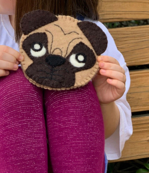 PUG PUPPY FELT COIN PURSE