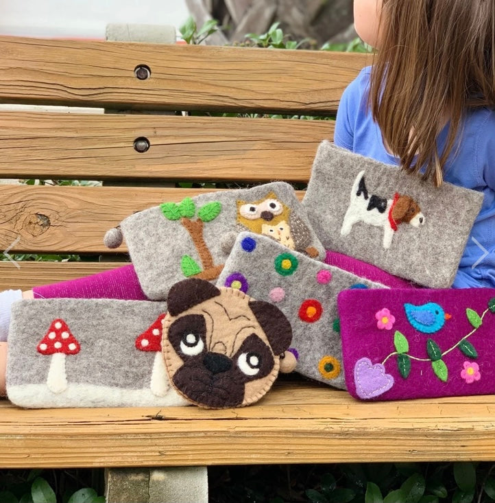 PUG PUPPY FELT COIN PURSE