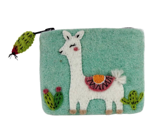 FELT COIN PURSE - HAPPY LLAMA