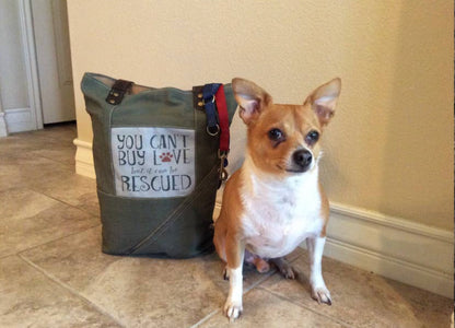 RESCUE DOG RECYCLED MILITARY TENT TOTE