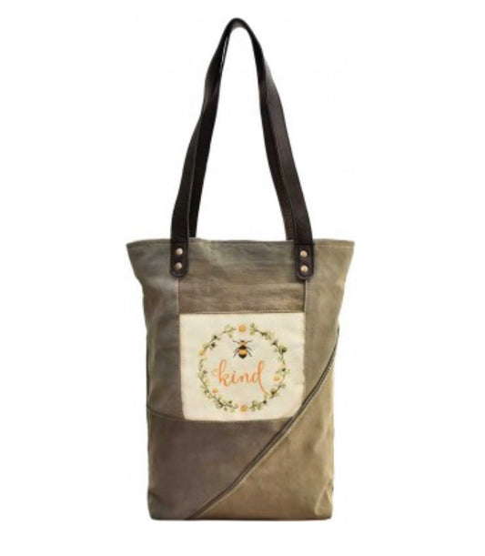 BEE KIND RECYCLED MILITARY TENT TOTE