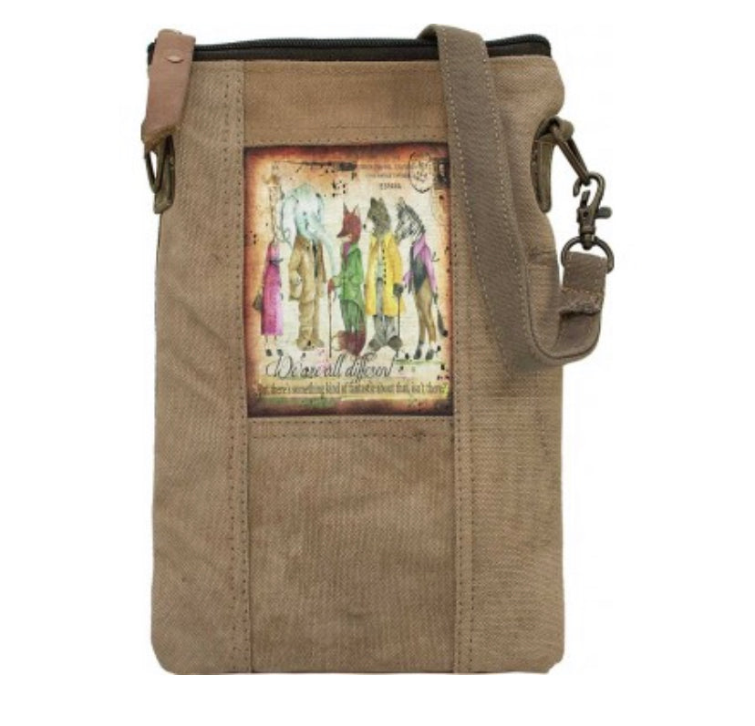 WE ARE ALL DIFFERENT RECYCLED TENT CROSSBODY