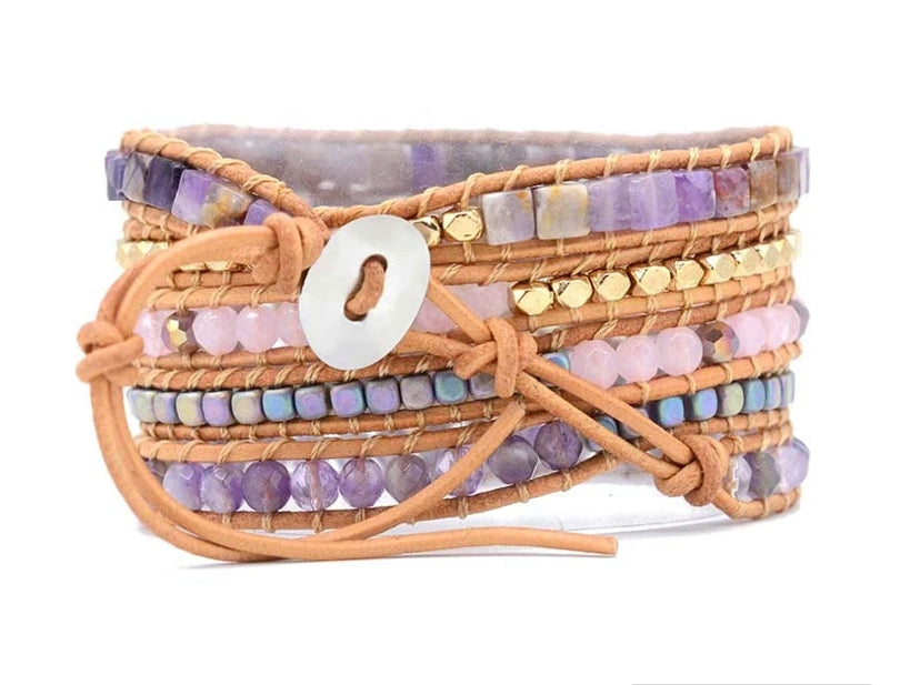 Healing Cherry Blossom Agate Wrap Bracelet