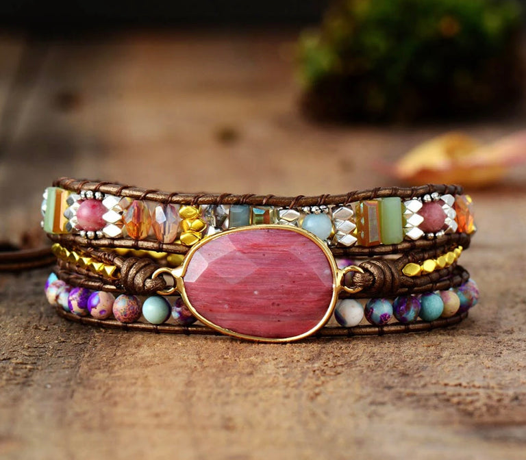 Healing Rhodochrosite Wrap Bracelet