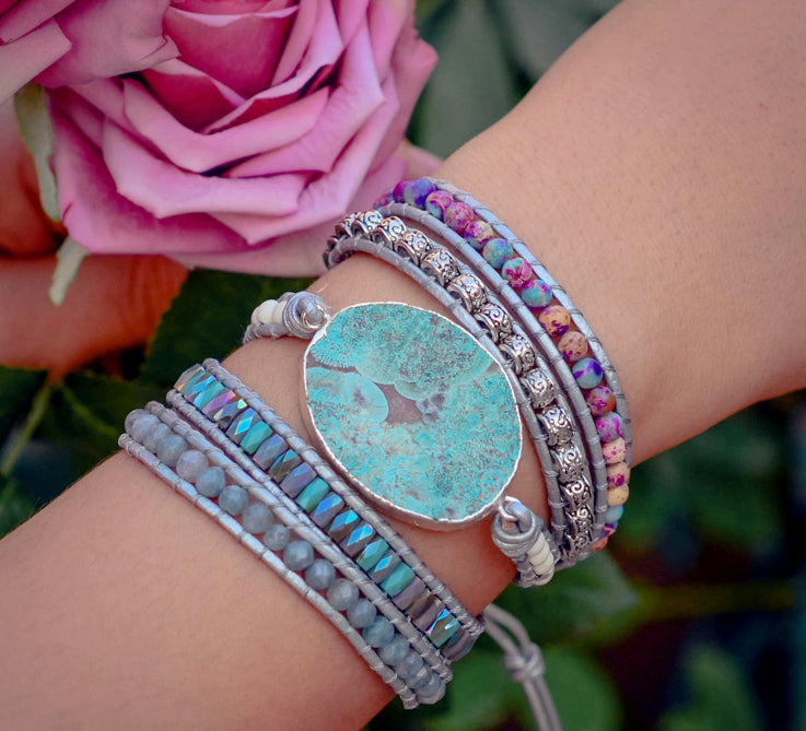 Ocean Jasper Protection Wrap Bracelet
