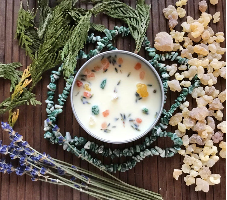 Grounding Soy Candle - Crystal Infused
