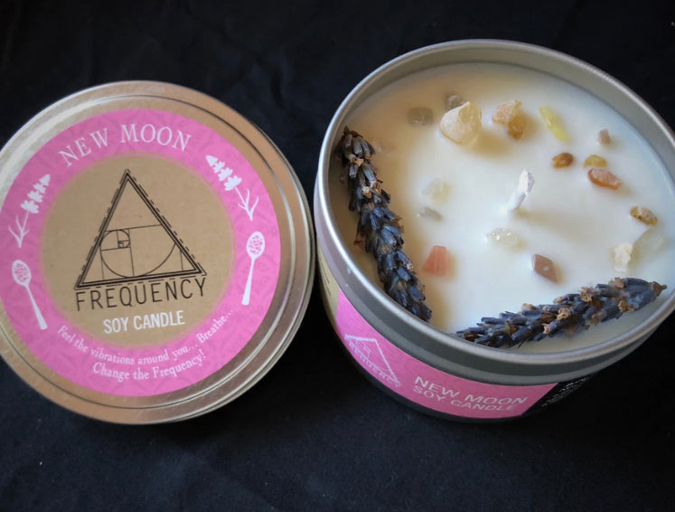 New Moon Soy Candle - Crystal Infused