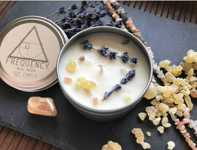 New Moon Soy Candle - Crystal Infused