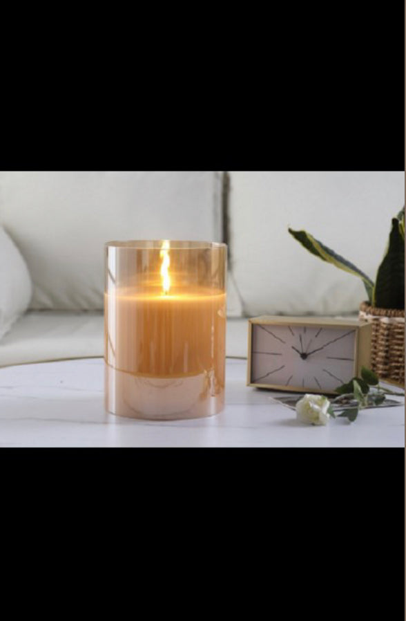 RADIANCE POURED CANDLE 6x7.8" CHAMPAGNE