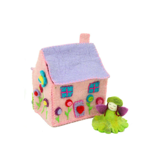 Handcrafted Pink Felt Fairy House