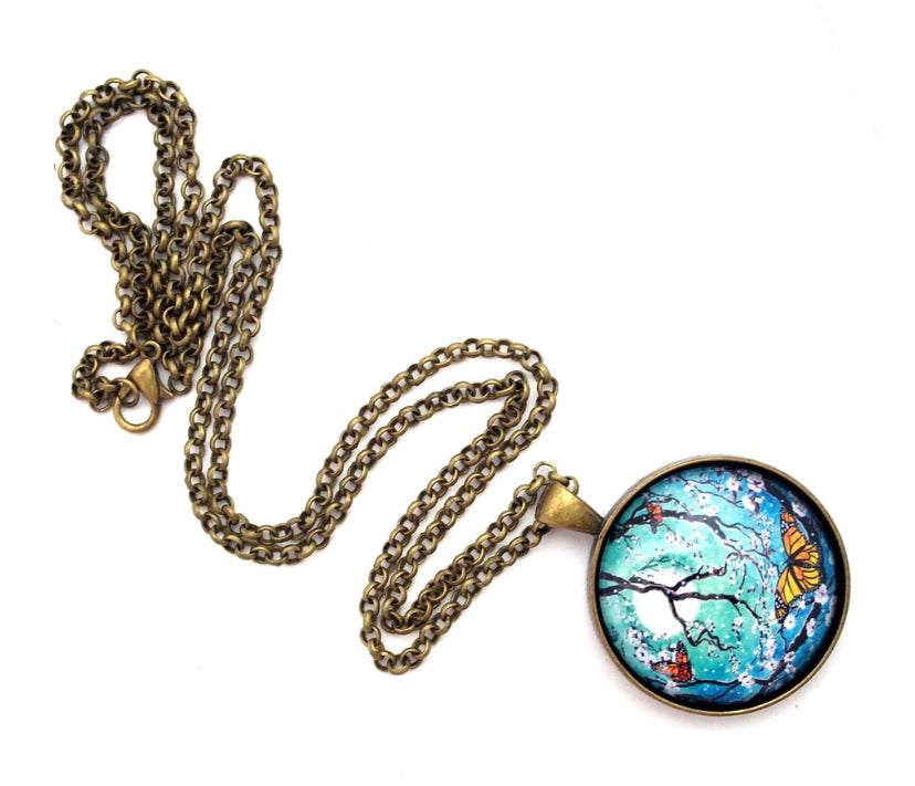 Monarch Butterflies in Teal Moonlight