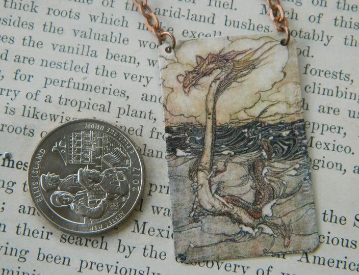 NECKLACE ARTHUR RACKHAM SEA DRAGON OR SERPENT