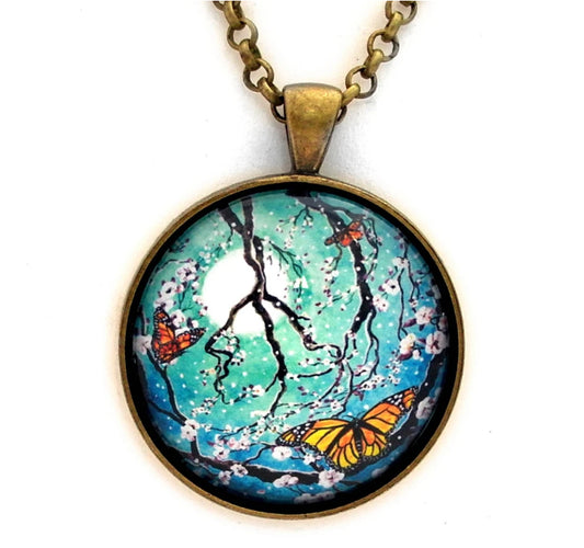 Monarch Butterflies in Teal Moonlight