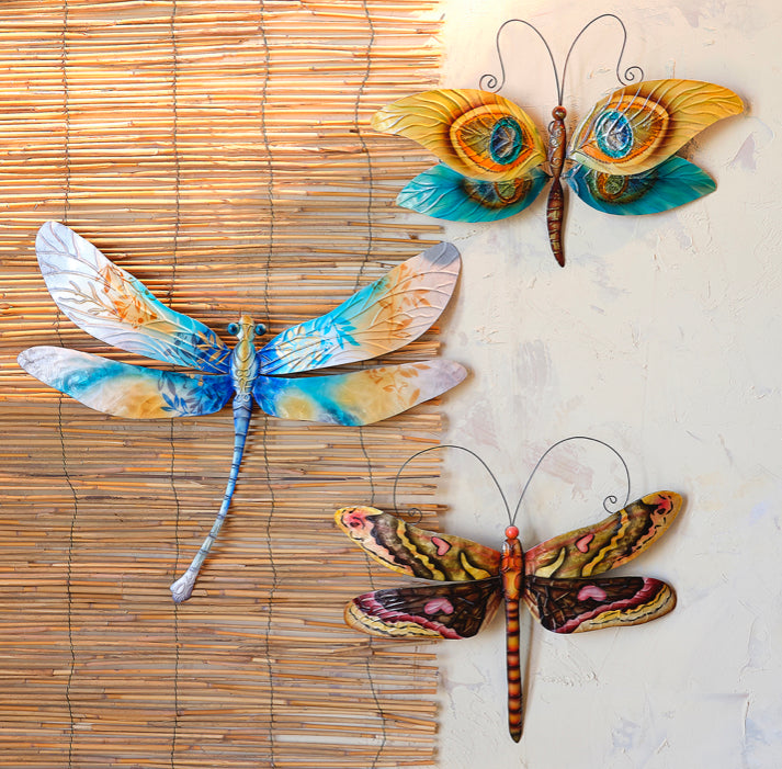 Dragonfly Wall Decor Aqua Gold And Pearl (#M4002)