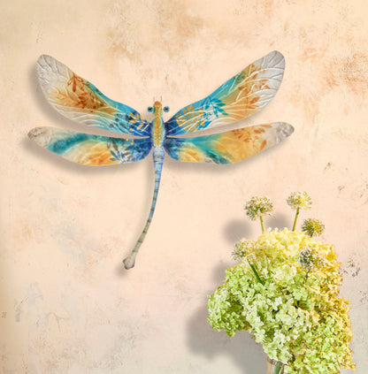 Dragonfly Wall Decor Aqua Gold And Pearl (#M4002)