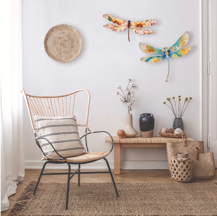 Dragonfly Wall Decor Aqua Gold And Pearl (#M4002)