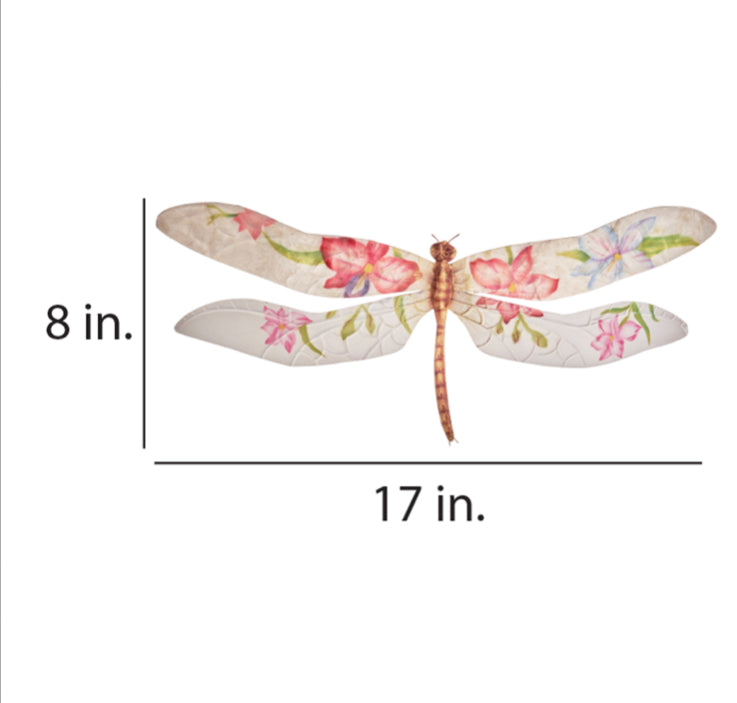 Dragonfly Wall Decor Purple And Red Flowers (#M4006)