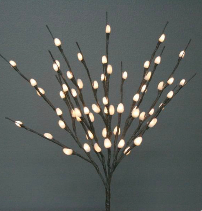 Natural Pussy Willow with 80 Light LED 40"