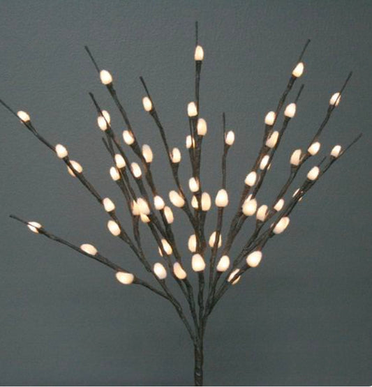 Natural Pussy Willow with 80 Light LED 40"