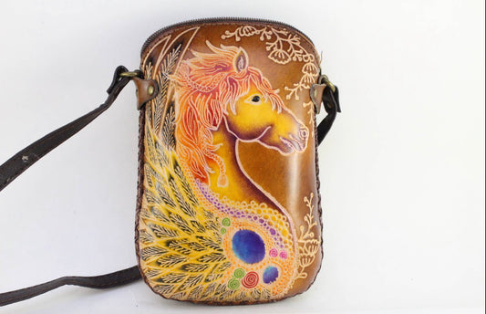 Leather Horse Purse Handbag Crossbody